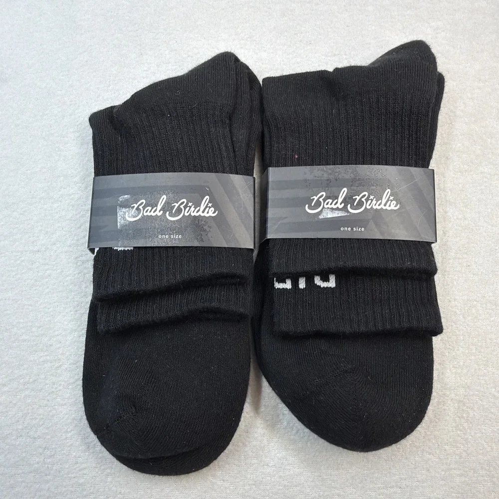2 Pairs Bad Birdie Men's One-Size Mid Golf Socks - Black